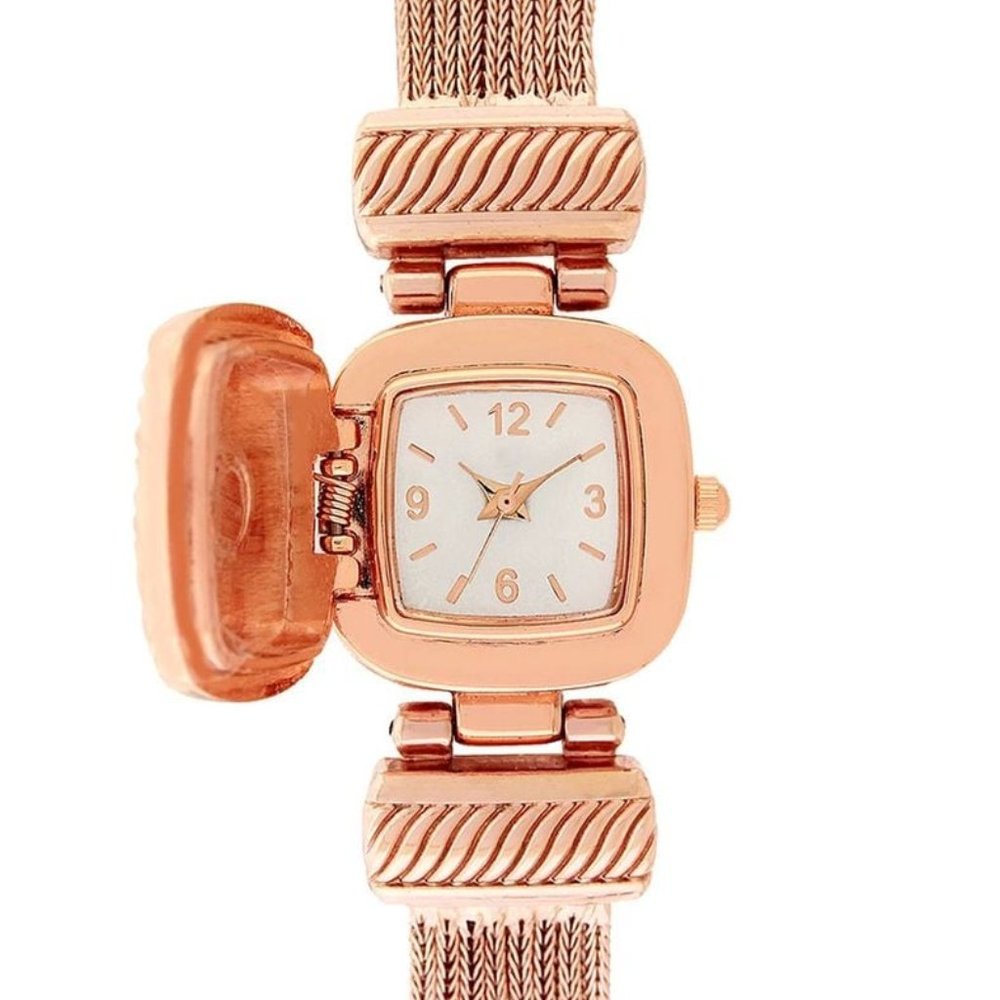 Rose Gold Women's Crystal Multi-Chain Flip Watch 25mm
